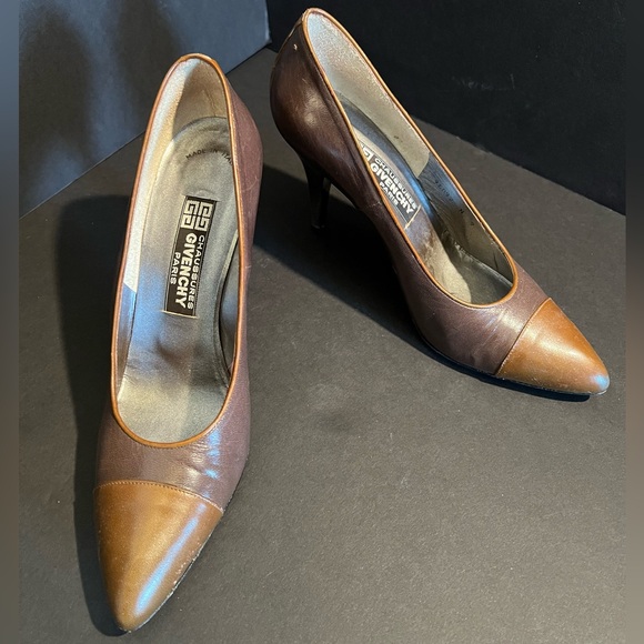 VINTAGE Givenchy Chaussures Brown Leather Pumps - Picture 2 of 12